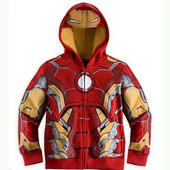 2020 Pomlad Jesen Fantje Coats Terry Marvel Avengers Iron Man Superheroj Hooded Fant Jakno Otrok Toplo Vrhnja Oblačila Otroci Oblačila