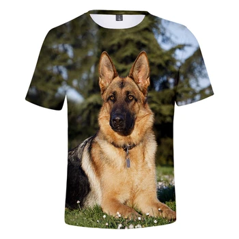 2020 Risanka Osebnost Psa moška T-shirt Moda Smešno Živali na Prostem Nositi O vratu nemški Ovčar Vzorec Velike Moških oblačil