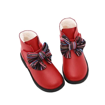 2020 zima dekle gleženj škornji moda otroške škornji lok toplo bombaž princesa sladko gleženj škornji 3 barve srčkan