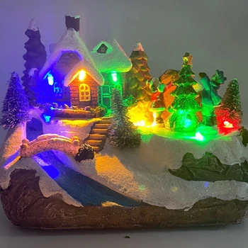 2021 Nove Božič LED Osvetljena Hiša Sneg Ročno Poslikano Namizni Centerpieces Vasi Scene sveti Dekoracijo