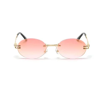 2021 Rimless Okrogla Sončna Očala Moški Ženske Ovalne Kovinski Okvir Za Očala Steampunk Retro Sončna Očala Ženske Luksuzni Očala Letnik