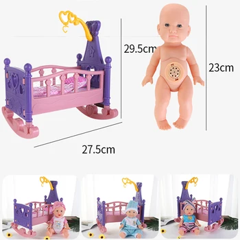 23 cm Električni Smart Bebe Lutke Zibelka Baby Boy Girl Igrača Polni Silikona Prerojeni Baby Doll Interaktivni Surprice Lutka Za Otroke Darilo