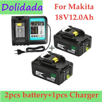 2PCS Original 18V12Ah Baterija za Polnjenje Li-Ion Baterija, Zamenjava napajalnih Baterija za Orodje MAKITA BL1880 BL1860 BL1830+Polnilec