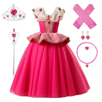3-10Y Dekle, Princesa Aurora Kostum Otroci trnuljčica Cosplay Obleko Božič Obleko Otrok Rojstni dan Obleko