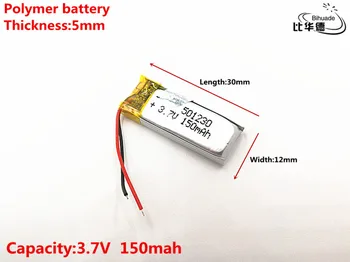 3,7 V: 150mAH 501230 Polimer litij-ionska / Litij-ionska baterija za Polnjenje za DVR,GPS,mp3,mp4