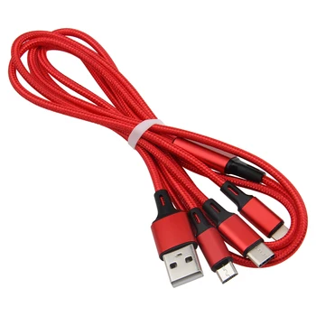3 V 1, USB Kabel Pozlačen USB Kabel Za iPhone Xs Xr X 8 7 6 6S Plus iOS 10 9 8 Micro USB C Android Telefon Kabel 50pcs