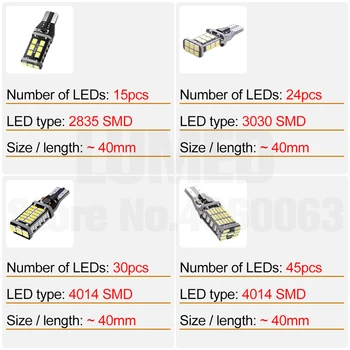 300x T15 W16W LED Povratne Žarnice 15 24 30 45 LED 920 921 912 Canbus LED Varnostno kopiranje glede Parkirne Žarnice Svetilka DC12V
