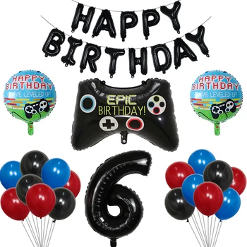 33pcs Big Black Gamepad Fant Napihne Igrače IGRA NA Folija Balon Happy Birthday Dekoracijo Igra Tekmo Rekviziti Igralno Orodje število žogic