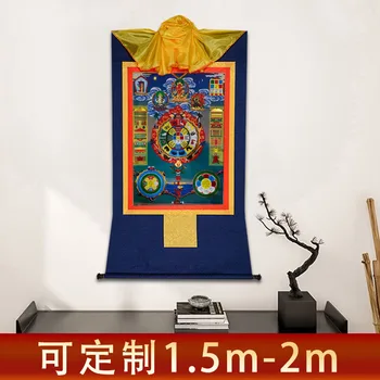 35 cm Tibera Buddhism Znakov Zodiaka Devet Palače in Osem Diagramov Thangka Tiskanja Pomaknite