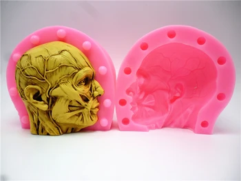 3D Anatomija Lobanje Torto Plesni Silikonsko Plesni Čokolado in Sadra Sveče, Mila Sladkarije Plesni Kuhinja Pečemo Brezplačna Dostava