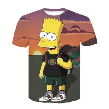 3D, Anime T-shirt moški ženske Simpson Tiskanje T shirt Fantje priložnostne Harajuku risanka smešno T-shirt O-vratu, kratka sleeved Tshirt