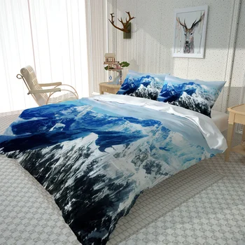 3D Design l Tiskanje Posteljnina Nabor Sneg gorskih beautisul pokrajino, posteljnina nabor rjuhe kritje 3d posteljnina