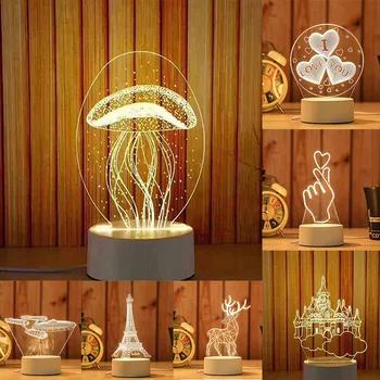 3D Meduze Nočne Luči Arhitekturne namizne Svetilke Usb Akril Led Tabela Desk Spalnica Dekoracijo Darilo Toplo Belo Svetlobo