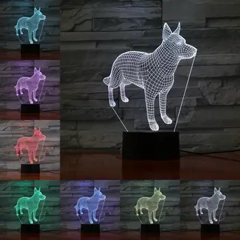 3D Pes Lučka 7 Barv Spreminja Noč Svetlobo Dotik Oddaljeno Bazo Darila Za Otroke Spalnica Dekor Akrilna Plošča Podpira USB za Polnjenje