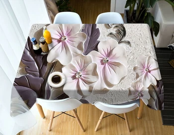 3D Reliefni Cvet Prtom Ustvarjalne Pisane Wallflower Vzorec Stroj Zgostitev Pravokotne Namizni prt za Poroko