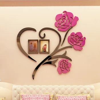 3D Ustvarjalne Cvet Stenske Nalepke Romantično Poroko Soba Dekoracijo Kakovosti Akril Ozadja Dnevna Soba Wallsticker DIY Umetnosti Darilo