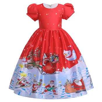 4 6 8 10 14years najstnikov tematskih Stranke Obleke za Dekleta, Otroci Božič Santa Claus Dolgo Baby Princesa Obleko Božič Oblačila