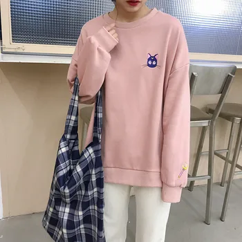 4 barve jeseni leta 2019 preppy stil Ženske Jopice vezenje Dolg Rokav Športna Majica Ženska puloverji ( F3613)