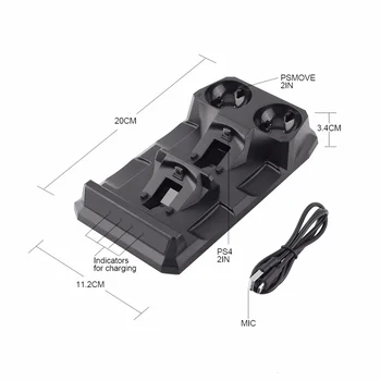4 v 1 PS VR Krmilnik Polnilnik za Polnjenje Dock Postajo za PlayStation 4 Krmilniki in PSVR Move Motion Controller