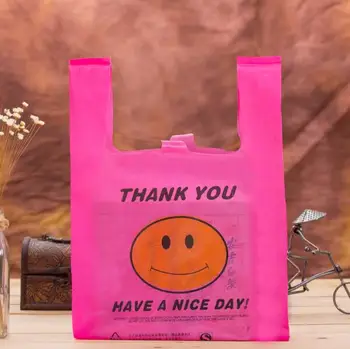 4 velikosti 50pcs Poceni Nasmeh obraz veleblagovnice, nakupovalna torba telovnik vrečko plastične vrečke z ročajem prigrizek boutique plastično vrečko