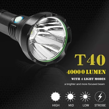 40000 FILM Super Močna LED Svetilka SST40 Taktično Svetilko 4 Načini USB Polnilna Svetilka Nepremočljiva Luč Uporablja 26650 Za Ribe