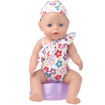 43 cm lutke otroka kopalke Tiskanja povodcem enodelne kopalke in skp Ameriški novorojenčka krilo Otroške igrače fit 18 inch Dekleta lutka f889
