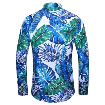 45KG-120 KG Jeseni Moških Bluzo Modno Oblikovanje Colorfully Natisne Majica Moški Havajih Dolgo Oplaščeni Plaži Cvetlični Srajce 5XL 6XL 7XL