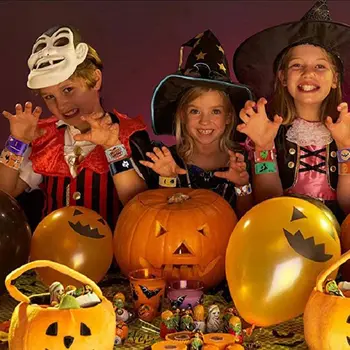 48Pcs Slap Zapestnice Stranka Uslug s Pisanimi Halloween Tiskanja Modela Retro Slap Razredi za Otroke, Odrasle Rojstni dan Uslug