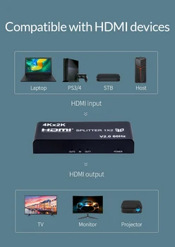 4K 60hz 1x8 HDMI Splitter 1 2 4 6 8 Izhod 1x2 1x4 HDMI Splitter 2.0 HDMI Audio Video Pretvornik za PS4 PC DVD Na TV Zaslonu