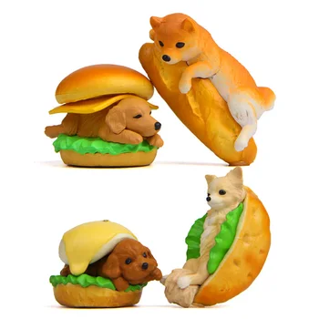 4pc Pes Hamburger Miniaturne Figurice risanka kuža Številke živalskih modelih Jjeza igrača DIY Pribor Lutka Hiša igrače in Dekoracija