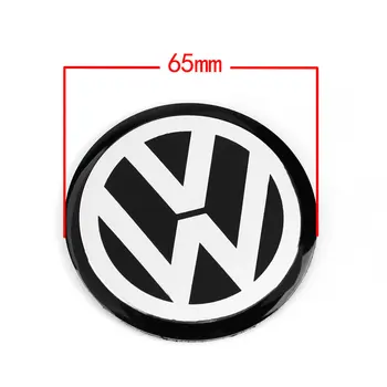 4pcs 65MM 6.5 cm Črn Avto, Kolo Center Hub Skp Značko Emblem VW Logotip Nalepko Kolo Nalepke Styling Za VW