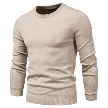 4XL Moških 2020 Jeseni Nove Priložnostne Trdna Debele volne, Bombaža Pulover Puloverji Moških Obleko Modne Slim Fit O-Vratu puloverju Sweater Moški