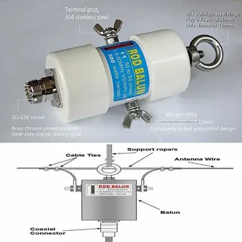 500W 1:1 Nepremočljiva HF Balun za 160 m - 6m Razredi (1.8 - 50MHz) Nepremočljiva DIY obrnjenim Proti antena