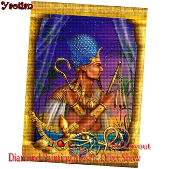 5D Celoten Kvadratni krog Diamond Slikarstvo Egiptovski Faraon Diamond Mozaik sliko nosorogovo Diamond Vezenje Egipt Umetnosti