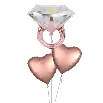 5pcs Flower Torta Baloni Rose zlata Diamantni prstan Helij Balon Srce Oblika Ljubezni Globos Poroko, Rojstni dan Dekoracijo Tuš