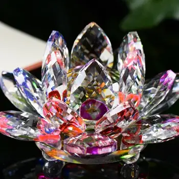 60mm Quartz Crystal Lotus Flower Obrti Stekleni obtežilnik za papir Fengshui Okraski Figurice Doma Poroka Stranka Dekor Darila, Spominki