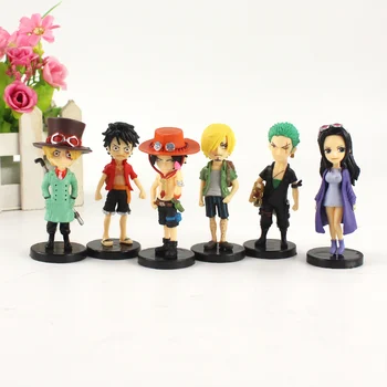 6pcs/set 8 cm Anime Enem Kosu Mini Igrače Luffy Sanji Boa Hancock Ace Roronoa Zoro PVC Model Slika Lutke