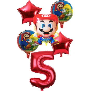 6pcs/set Mario in 32 palčni število 18 inch star aluminija balon otrok rojstni dan dekor dobave helij baloni zrak trebušaste