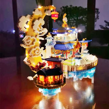 8008pcs+ Moon Palace Mini gradniki Kitajsko Kulturo, Arhitekturo 3D Model YZ080 Mikro Diamond Opeke Igrače Za Darilo Otrok
