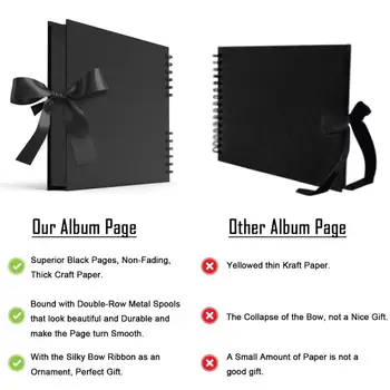 80Pages Black Foto Albumov DIY Album Papir, Fotografije z 12 Označevalec Peresa Barvite Fotografije Vogali