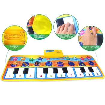 80x28cm Baby Klavir Mat z 10 Tipkami Snemanje & Bite Za Ugriz Funkcija Dotik Igrajo Mat Glasbeni Preprogo Preprogo Izobraževalne Igrače za Otroke
