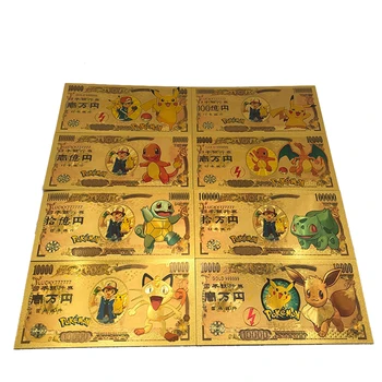 8Pcs/Set TAKARA TOMY Pokemon KARTE Pikachu Pokeball Zbiranje Zlatih Bankovcev 10000 Jen Zlato Bankovcev Igrače Darila za Otroke