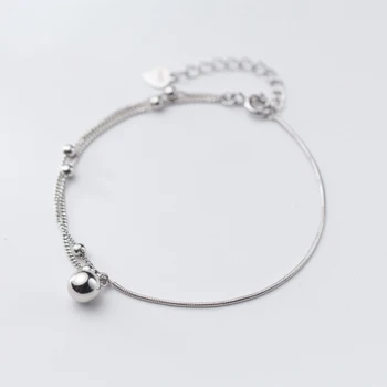 925 srebro polirani beaded zapestnica dvojno plast zajeziti verige link tanke kača verige osebnost zapestnica modni nakit za ženske