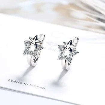 925 Sterling Silver Star Uhani Kristali, Uhani Za Ženske Novo Dekle Moda Koreja Srebrni Nakit 2020