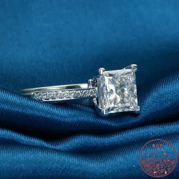 925 sterling srebro Kvadratnih Princesa Obroč Štiri-Vile Ženski Simulacije Zveze Preprost Modni diamant obroči za ženske