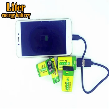 9V 6F22 USB 1200mAh Li-ionska akumulatorska baterija za dima alarm brezžični mikrofon Kitara EQ Interkom Multimeter Banka moč