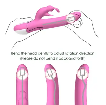 Adult Sex Igrače za Žensko, G-spot Vibrator Dildos Vrtenje Izključi Nepremočljiva 10 Hitrosti Zajec z vibriranjem Klitoris Erotično Blaga