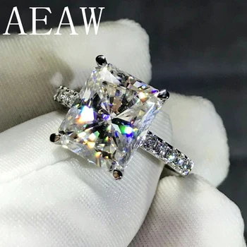 AEAW 4CT Sevalno Cut GH Moissanite Zaročni Prstan v 925 Srebro, Diamant, Fine Nakit Za Ženske VS F Gems