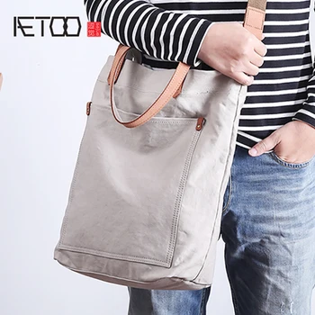 AETOO Platno moški pakete Rame torbico za moške prenosni nakupovalna torba ženske, velike zmogljivosti, torbico