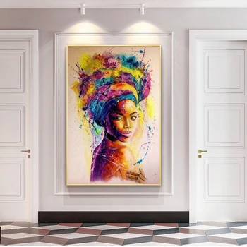 Afriške Umetnosti Povzetek Afriške Dekle Platna Slike Na Steni Umetniške Slike Ženska Portret Plakate In Grafike Doma Stenski Dekor